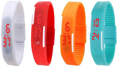 

Kissu Led Magnet Band Combo of 4 White, Red, Orange And Sky Blue Watch - For Men & Women