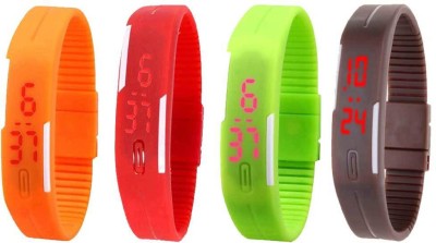 NS18 Silicone Led Magnet Band Combo of 4 Orange, Red, Green And Brown Digital Watch  - For Boys & Girls   Watches  (NS18)