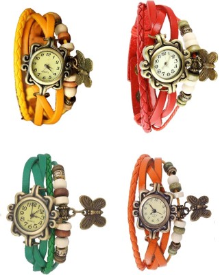 NS18 Vintage Butterfly Rakhi Combo of 4 Yellow, Green, Red And Orange Analog Watch  - For Women   Watches  (NS18)