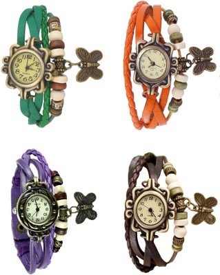 NS18 Vintage Butterfly Rakhi Combo of 4 Green, Purple, Orange And Brown Analog Watch  - For Women   Watches  (NS18)