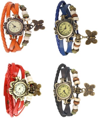 NS18 Vintage Butterfly Rakhi Combo of 4 Orange, Red, Blue And Black Analog Watch  - For Women   Watches  (NS18)