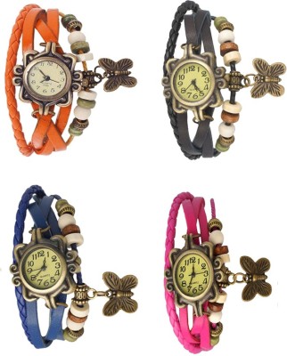 NS18 Vintage Butterfly Rakhi Combo of 4 Orange, Blue, Black And Pink Analog Watch  - For Women   Watches  (NS18)