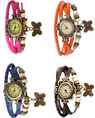 

Kissu Vintage Rakhi Combo of 4 Pink, Blue, Orange And Brown Watch - For Women