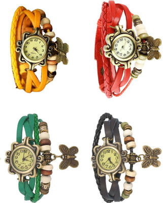 

Kissu Vintage Rakhi Combo of 4 Yellow, Green, Red And Black Watch - For Women