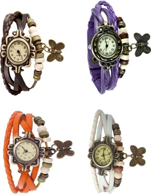 NS18 Vintage Butterfly Rakhi Combo of 4 Brown, Orange, Purple And White Analog Watch  - For Women   Watches  (NS18)