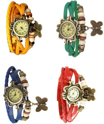 NS18 Vintage Butterfly Rakhi Combo of 4 Yellow, Blue, Green And Red Analog Watch  - For Women   Watches  (NS18)