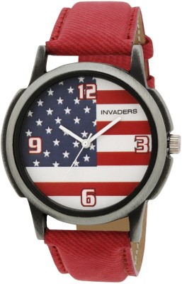 Invaders INV-DZIN-RED Dezine collection Flag style casual Analog Watch  - For Men   Watches  (Invaders)