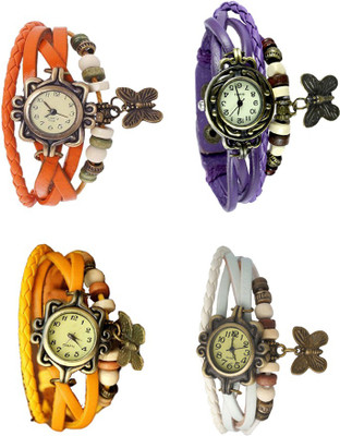 

Kissu Vintage Rakhi Combo of 4 Orange, Yellow, Purple And White Watch - For Women