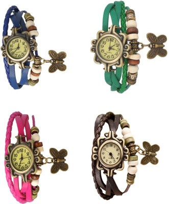 NS18 Vintage Butterfly Rakhi Combo of 4 Blue, Pink, Green And Brown Analog Watch  - For Women   Watches  (NS18)