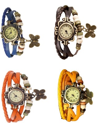 NS18 Vintage Butterfly Rakhi Combo of 4 Blue, Orange, Brown And Yellow Analog Watch  - For Women   Watches  (NS18)