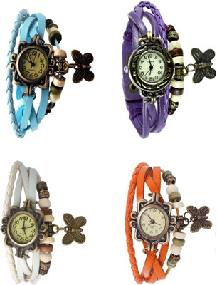 

NS18 Vintage Butterfly Rakhi Combo of 4 Sky Blue, White, Purple And Orange Watch - For Women