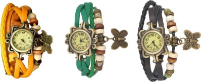 NS18 Vintage Butterfly Rakhi Watch Combo of 3 Yellow, Green And Black Analog Watch  - For Women   Watches  (NS18)