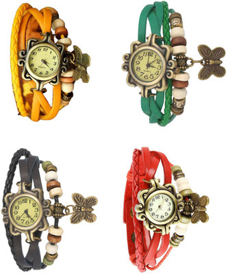 

Kissu Vintage Rakhi Combo of 4 Yellow, Black, Green And Red Watch - For Women