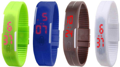 

Kissu Led Magnet Band Combo of 4 Green, Blue, Brown And White Watch - For Men & Women