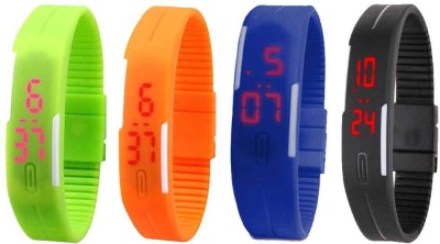 NS18 Silicone Led Magnet Band Combo of 4 Green, Orange, Blue And Black Digital Watch  - For Boys & Girls   Watches  (NS18)