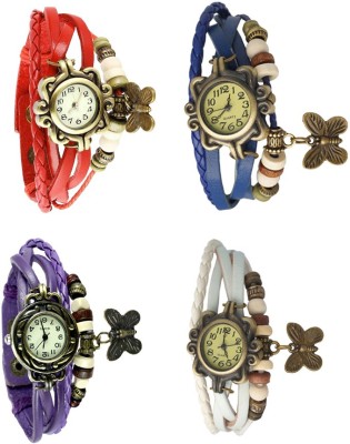 NS18 Vintage Butterfly Rakhi Combo of 4 Red, Purple, Blue And White Analog Watch  - For Women   Watches  (NS18)