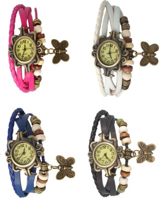 NS18 Vintage Butterfly Rakhi Combo of 4 Pink, Blue, White And Black Analog Watch  - For Women   Watches  (NS18)