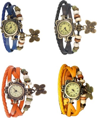 NS18 Vintage Butterfly Rakhi Combo of 4 Blue, Orange, Black And Yellow Analog Watch  - For Women   Watches  (NS18)