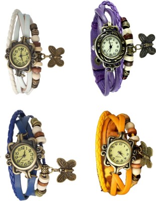 NS18 Vintage Butterfly Rakhi Combo of 4 White, Blue, Purple And Yellow Analog Watch  - For Women   Watches  (NS18)