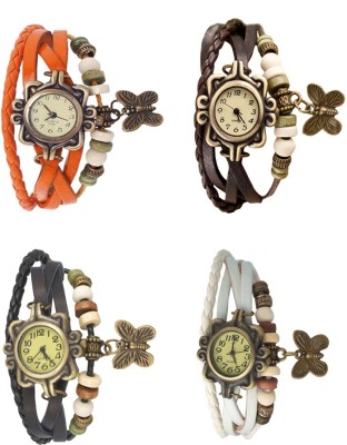NS18 Vintage Butterfly Rakhi Combo of 4 Orange, Black, Brown And White Analog Watch  - For Women   Watches  (NS18)
