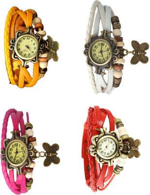

Kissu Vintage Rakhi Combo of 4 Yellow, Pink, White And Red Watch - For Women