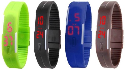 NS18 Silicone Led Magnet Band Combo of 4 Green, Black, Blue And Brown Digital Watch  - For Boys & Girls   Watches  (NS18)