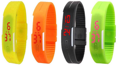 

Kissu Led Magnet Band Combo of 4 Yellow, Orange, Black And Green Watch - For Men & Women