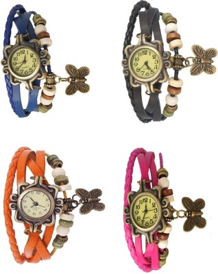NS18 Vintage Butterfly Rakhi Combo of 4 Blue, Orange, Black And Pink Analog Watch  - For Women   Watches  (NS18)