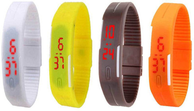 

Kissu Led Magnet Band Combo of 4 White, Yellow, Brown And Orange Watch - For Men & Women