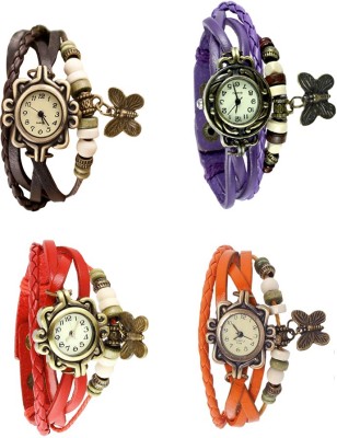 NS18 Vintage Butterfly Rakhi Combo of 4 Brown, Red, Purple And Orange Analog Watch  - For Women   Watches  (NS18)