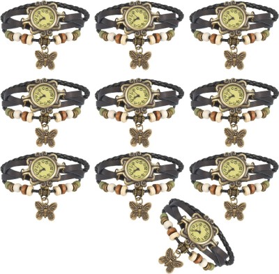 NS18 Vintage Butterfly Rakhi Combo of 10 Black Analog Watch  - For Women   Watches  (NS18)