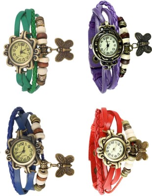 NS18 Vintage Butterfly Rakhi Combo of 4 Green, Blue, Purple And Red Analog Watch  - For Women   Watches  (NS18)