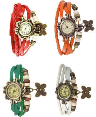 NS18 Vintage Butterfly Rakhi Combo of 4 Red, Green, Orange And White Analog Watch  - For Women   Watches  (NS18)