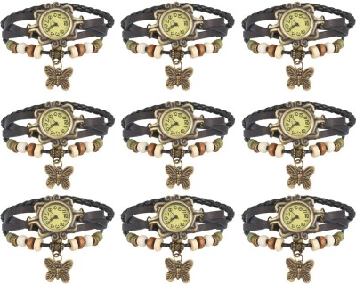 NS18 Vintage Butterfly Rakhi Combo of 9 Blk Analog Watch  - For Women   Watches  (NS18)