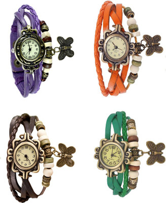 

NS18 Vintage Butterfly Rakhi Combo of 4 Purple, Brown, Orange And Green Watch - For Women