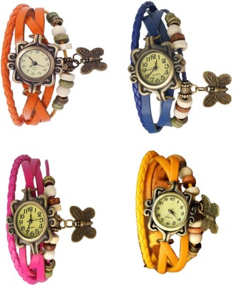 NS18 Vintage Butterfly Rakhi Combo of 4 Orange, Pink, Blue And Yellow Analog Watch  - For Women   Watches  (NS18)