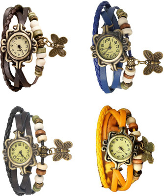 

NS18 Vintage Butterfly Rakhi Combo of 4 Brown, Black, Blue And Yellow Watch - For Women