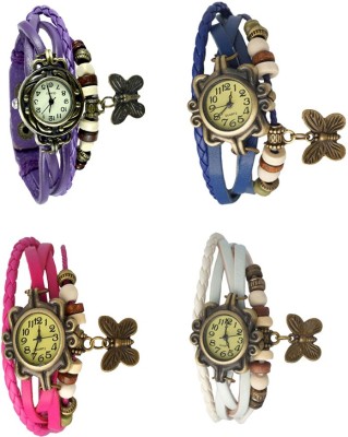 NS18 Vintage Butterfly Rakhi Combo of 4 Purple, Pink, Blue And White Analog Watch  - For Women   Watches  (NS18)