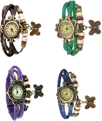 NS18 Vintage Butterfly Rakhi Combo of 4 Brown, Purple, Green And Blue Analog Watch  - For Women   Watches  (NS18)