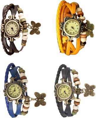 NS18 Vintage Butterfly Rakhi Combo of 4 Brown, Blue, Yellow And Black Analog Watch  - For Women   Watches  (NS18)