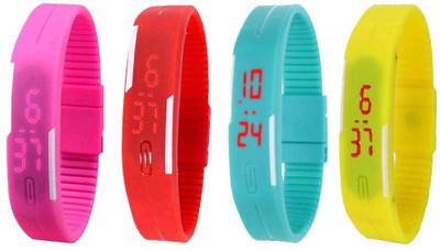 

Kissu Led Magnet Band Combo of 4 Pink, Red, Sky Blue And Yellow Watch - For Men & Women