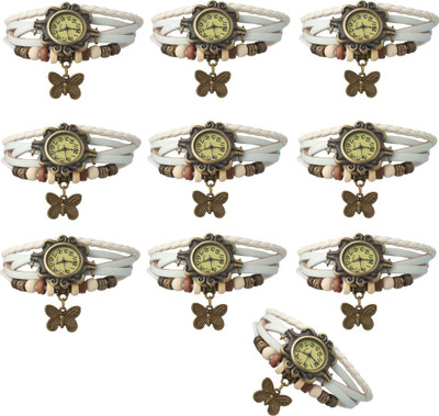 

Kissu Vintage Rakhi Combo of 10 White Watch - For Women