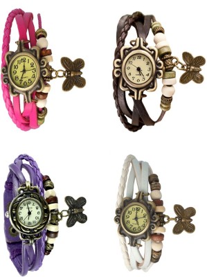 NS18 Vintage Butterfly Rakhi Combo of 4 Pink, Purple, Brown And White Analog Watch  - For Women   Watches  (NS18)