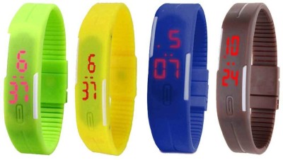 NS18 Silicone Led Magnet Band Combo of 4 Green, Yellow, Blue And Brown Digital Watch  - For Boys & Girls   Watches  (NS18)
