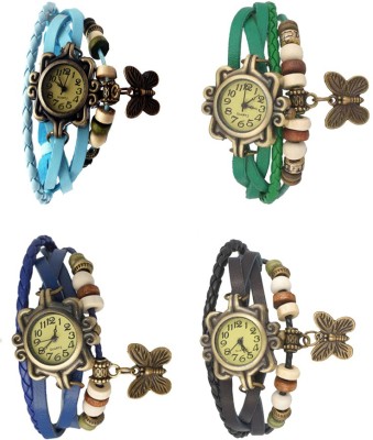 NS18 Vintage Butterfly Rakhi Combo of 4 Sky Blue, Blue, Green And Black Analog Watch  - For Women   Watches  (NS18)