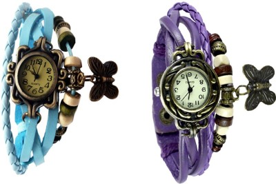 NS18 Vintage Butterfly Rakhi Watch Combo of 2 Sky Blue And Purple Analog Watch  - For Women   Watches  (NS18)