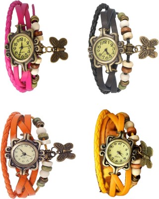 NS18 Vintage Butterfly Rakhi Combo of 4 Pink, Orange, Black And Yellow Analog Watch  - For Women   Watches  (NS18)
