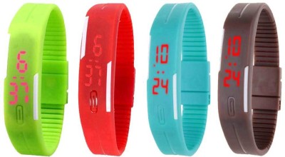 

Kissu Led Magnet Band Combo of 4 Green, Red, Sky Blue And Brown Watch - For Men & Women