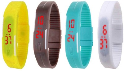 NS18 Silicone Led Magnet Band Combo of 4 Yellow, Brown, Sky Blue And White Digital Watch  - For Boys & Girls   Watches  (NS18)