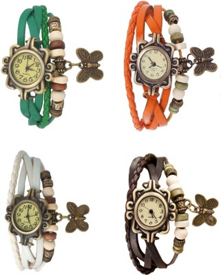 NS18 Vintage Butterfly Rakhi Combo of 4 Green, White, Orange And Brown Analog Watch  - For Women   Watches  (NS18)